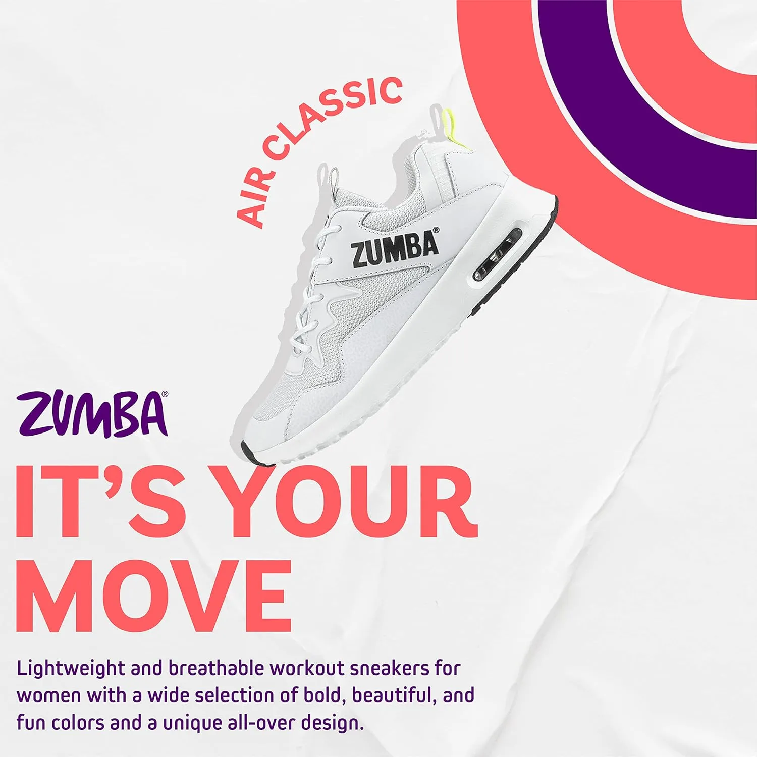 ZUMBA Women's Air Classic Sneakers, Nonslip Low-Top Dance Sneakers