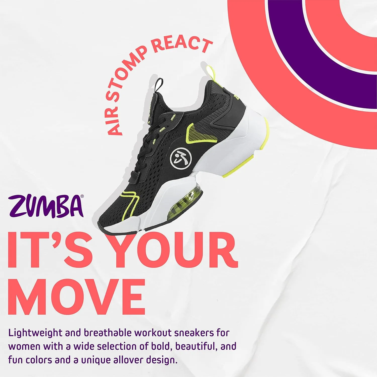 ZUMBA Women’s Air Stomp Classic Athletic Shoes, Low-Top Dance Sneakers for Women