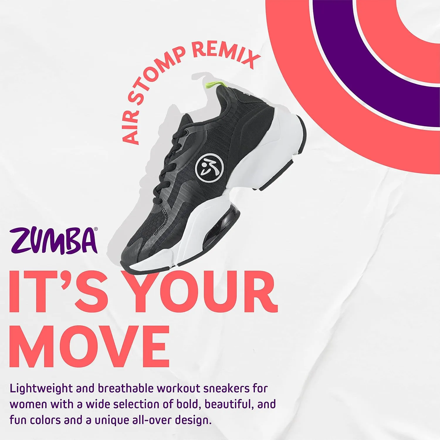 ZUMBA Women’s Air Stomp Classic Athletic Shoes, Low-Top Dance Sneakers for Women