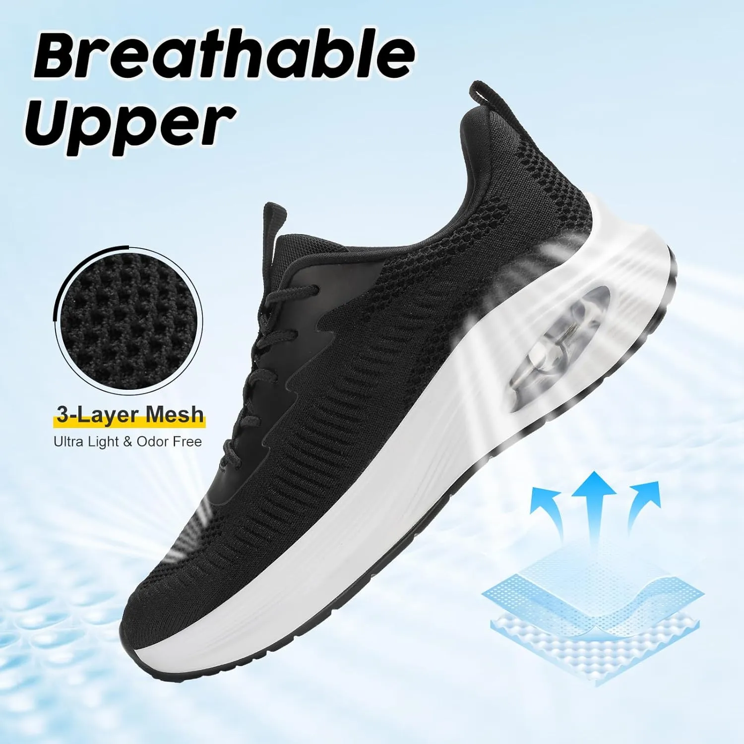 ZYEN Wide Toe Box Shoes Women Air Cushion Road Running Shoes Extra Wide Width Sneakers Arch Support Gym Athletic Tennis Sneakers Lightweight Breathable Walking Shoes